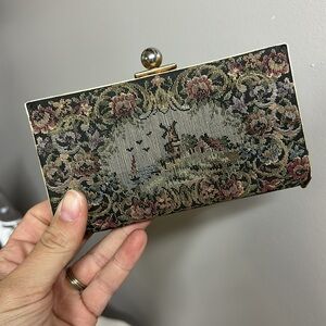 Windmill Tapestry Needle Point Clutch Purse